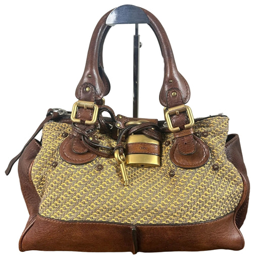 Vintage Chloe Paddington Leather & Tweed Satchel Bag Large 