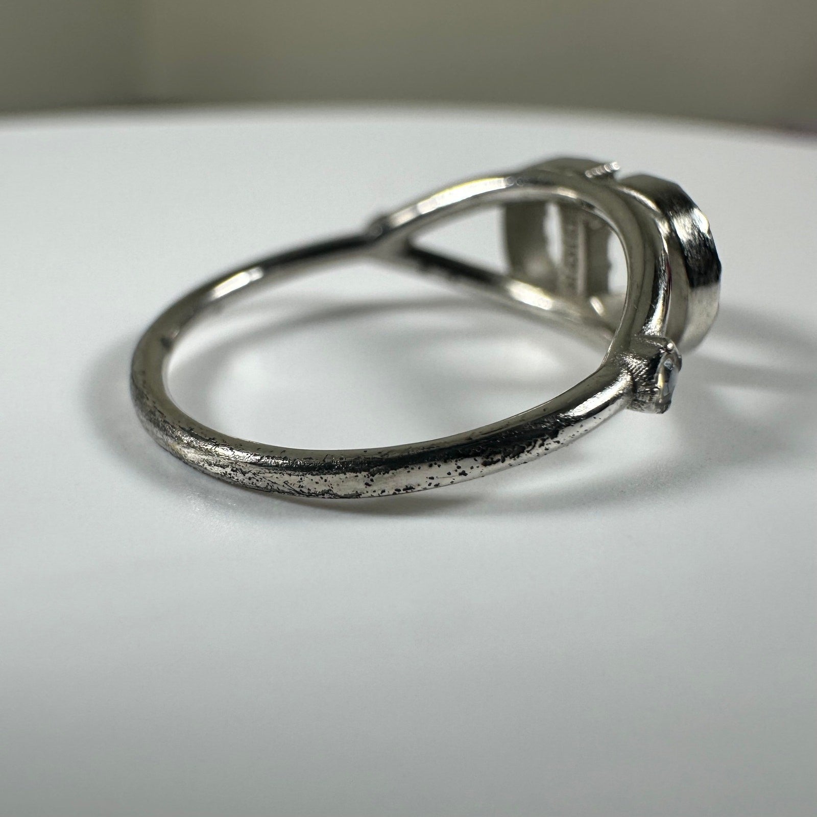 Authentic Christian Dior CD Logo Ring with Rhinestones