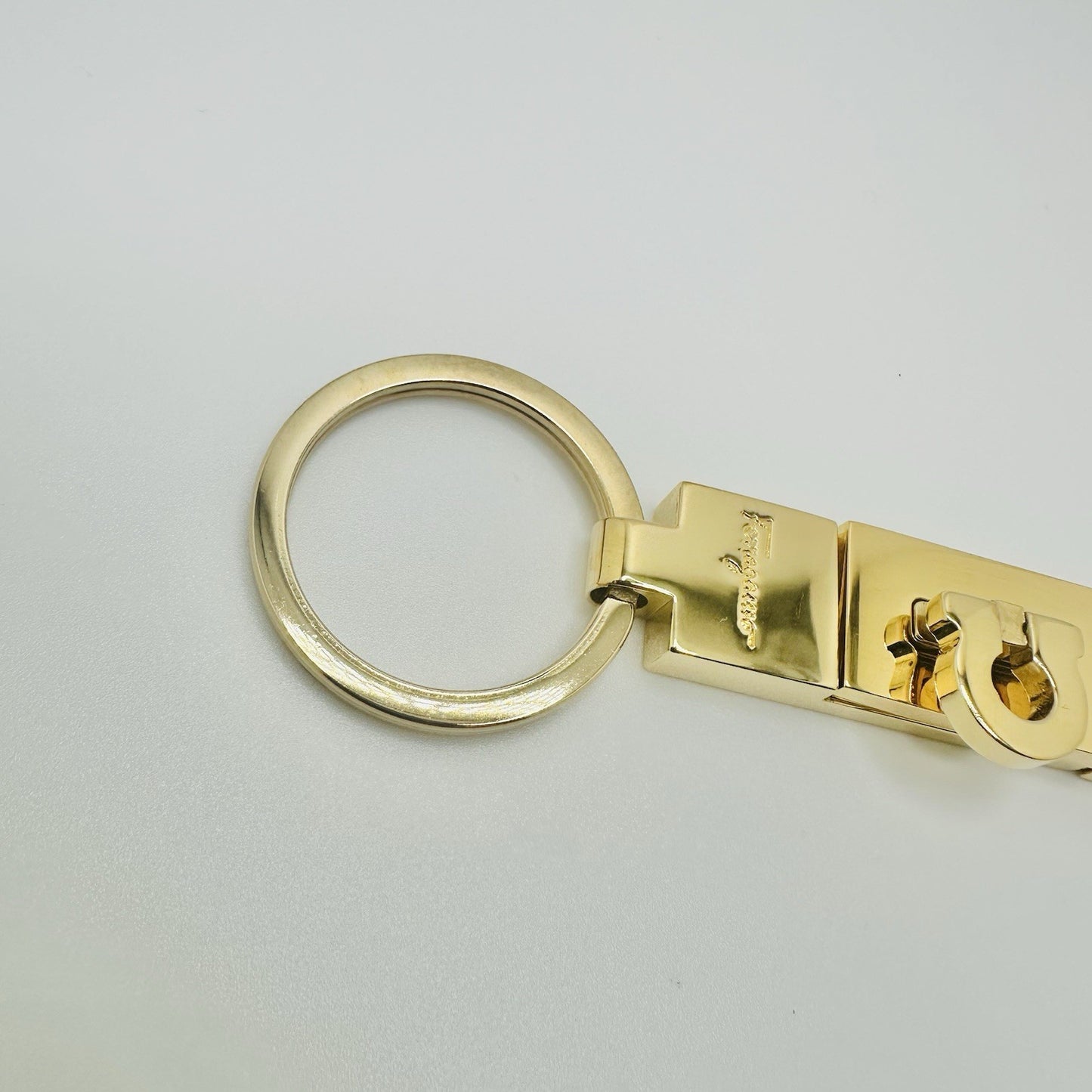 Salvatore Ferragamo Gancini Gold Tone Key Ring Detachable