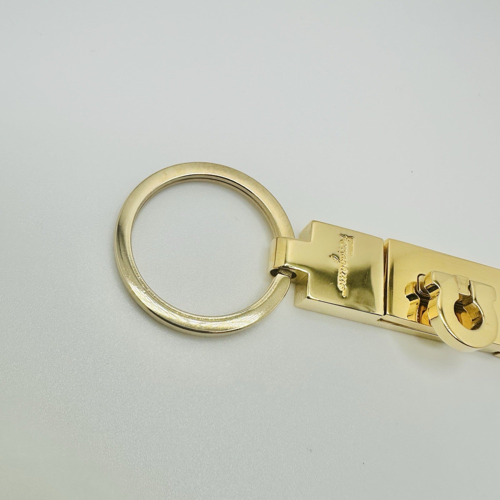Salvatore Ferragamo Gancini Gold Tone Key Ring Detachable