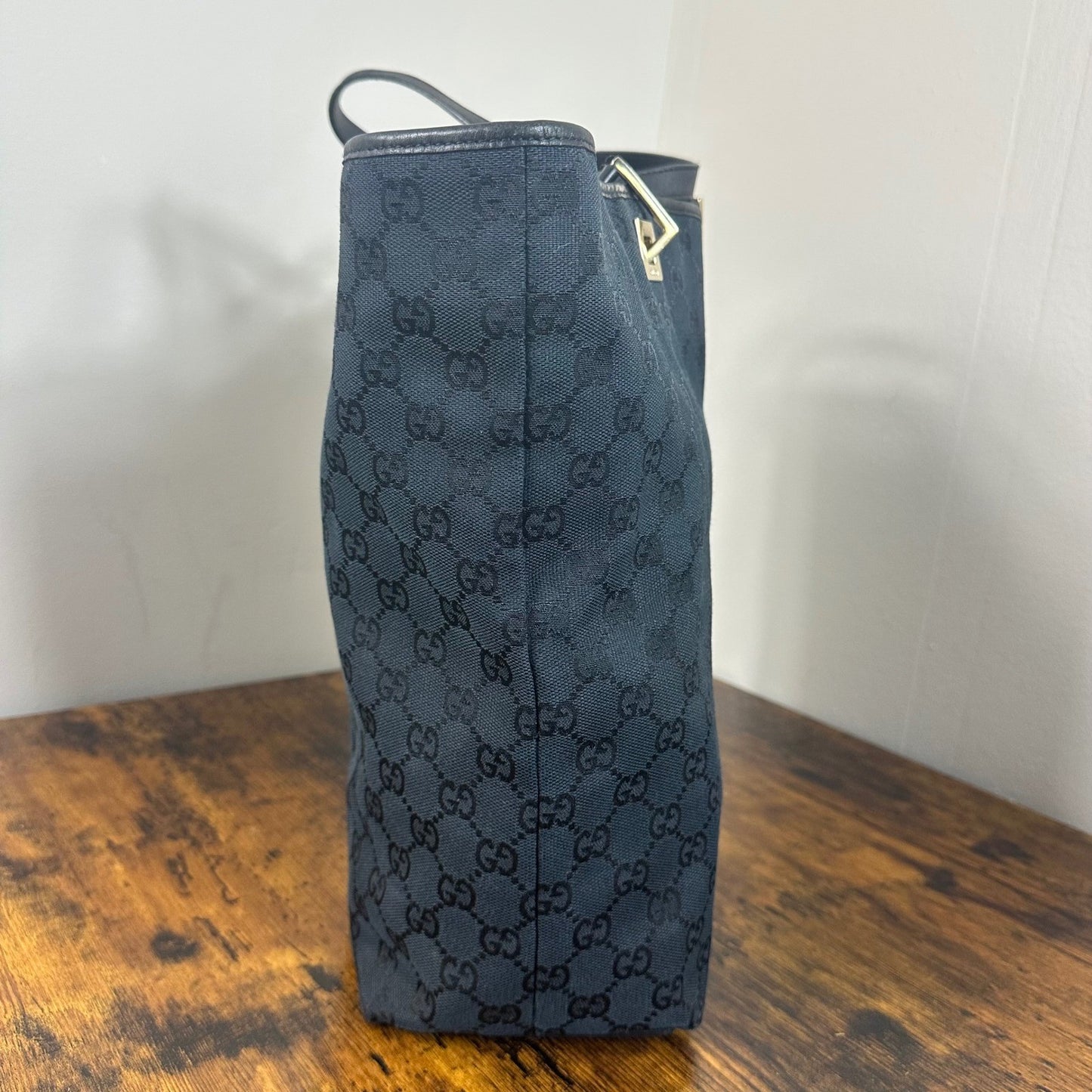 Gucci GG Canvas Tote Bag Black Authentic Designer Handbag Purse Classic