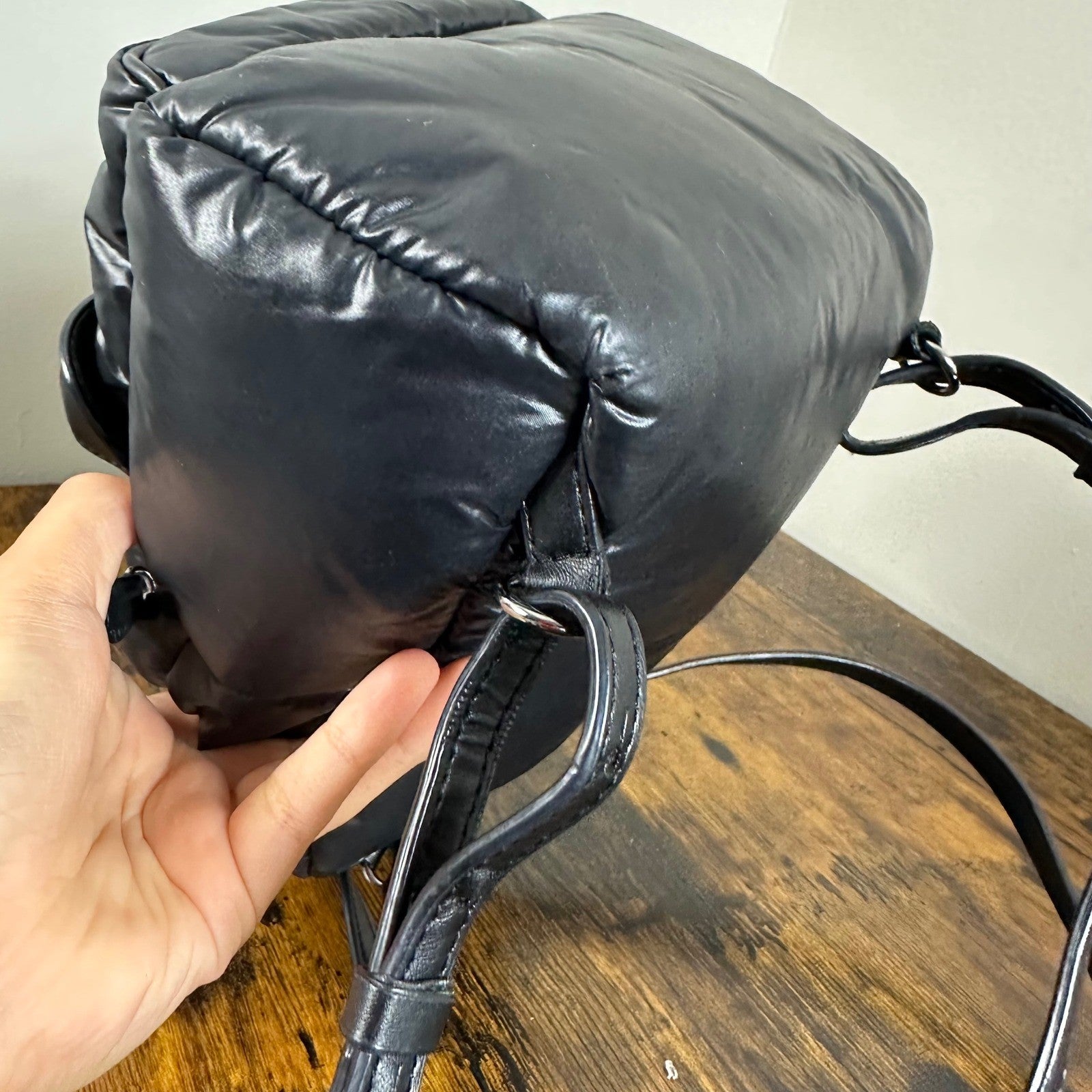 Stella McCartney Black Padded Star Mini Backpack Chain Detail Italy