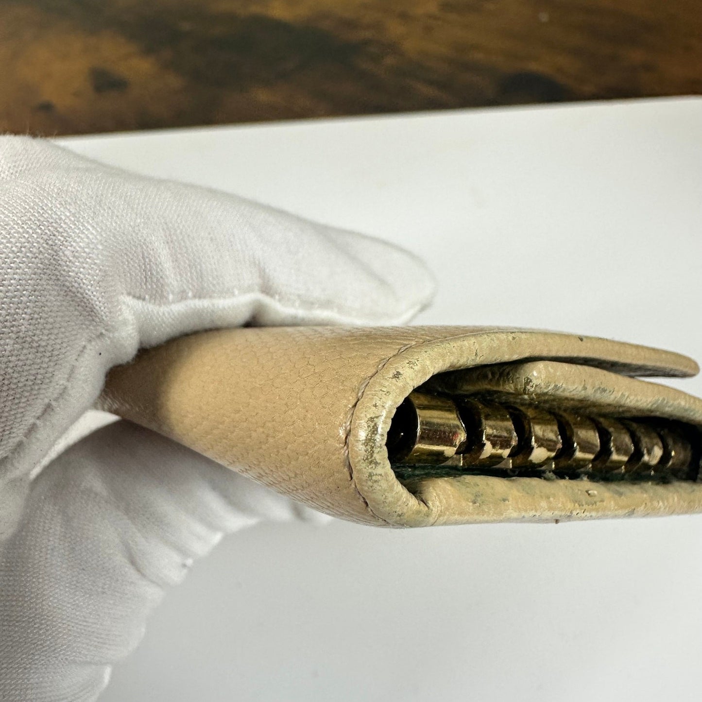 Authentic Chanel CC Beige Leather Key Holder Wallet