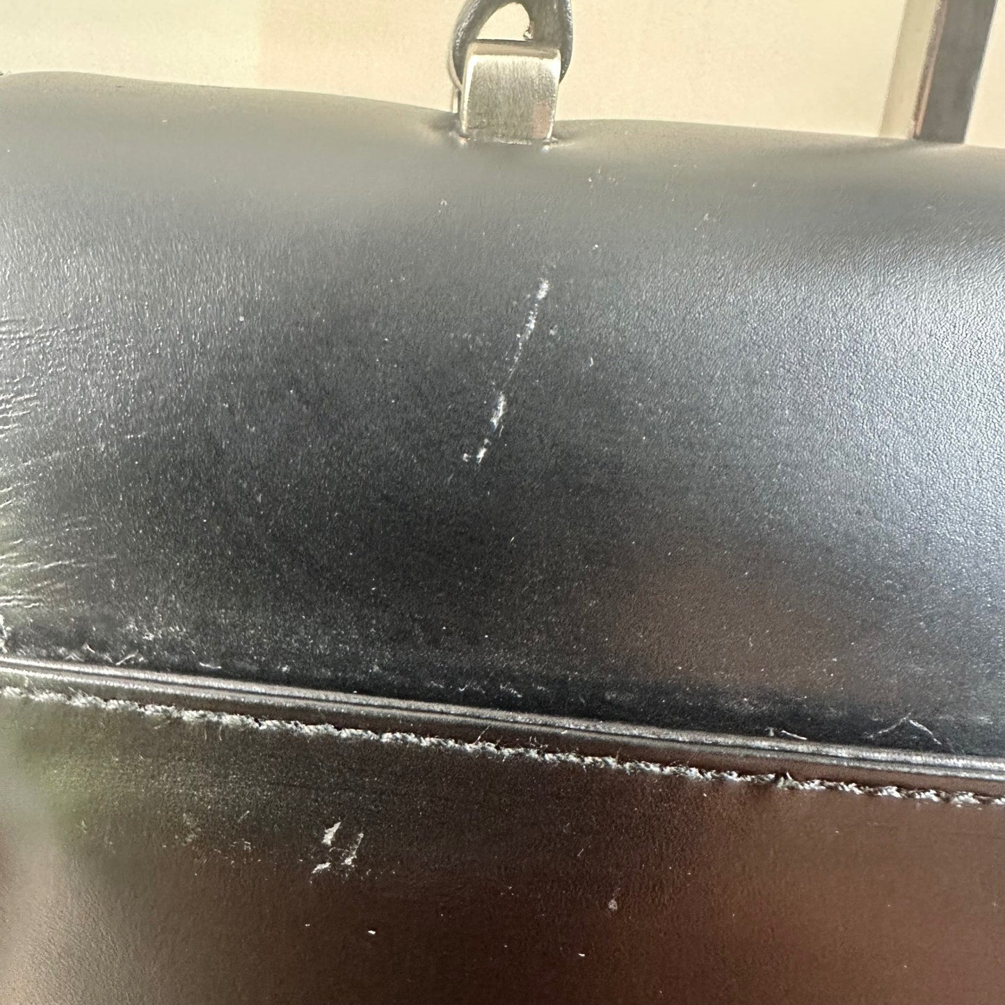 Prada Milano Vitello Lissato Black Leather Top Handle Bag Authentic Designer