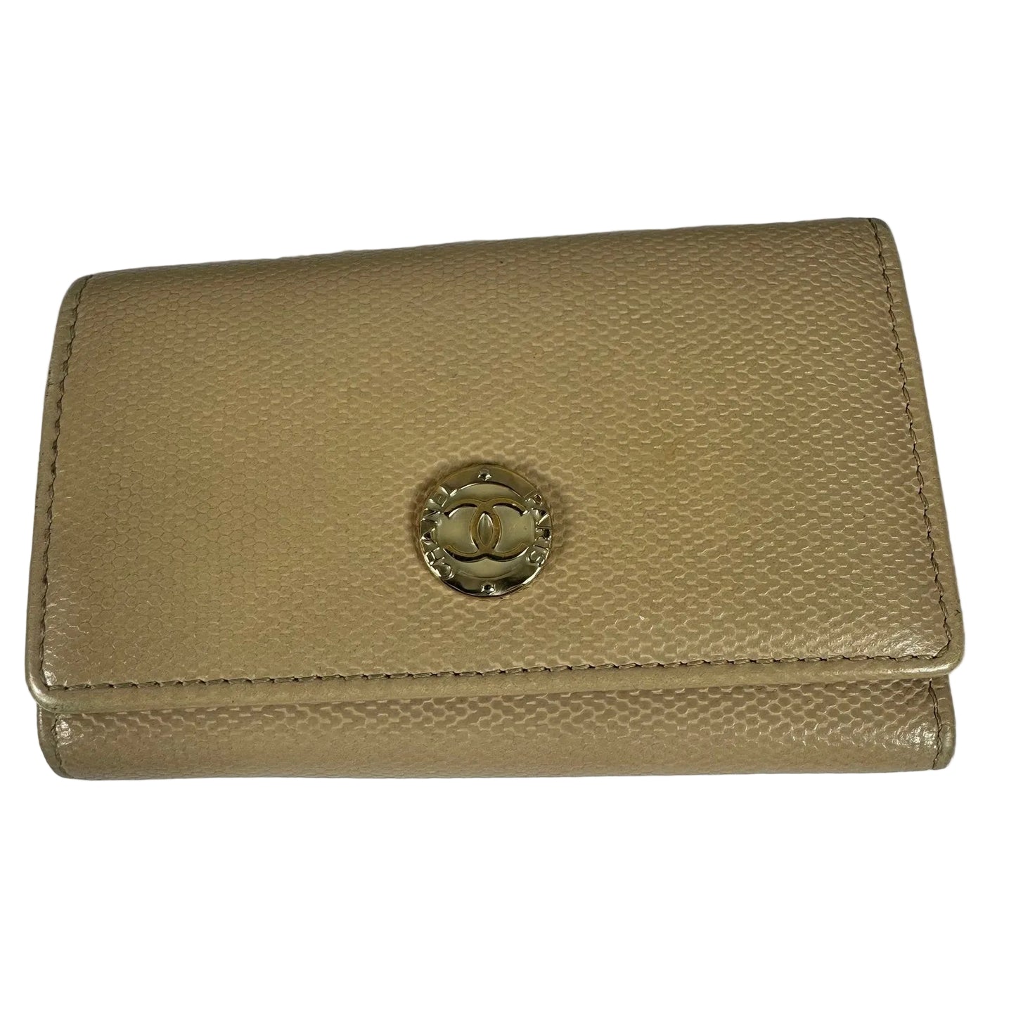 Authentic Chanel CC Beige Leather Key Holder Wallet