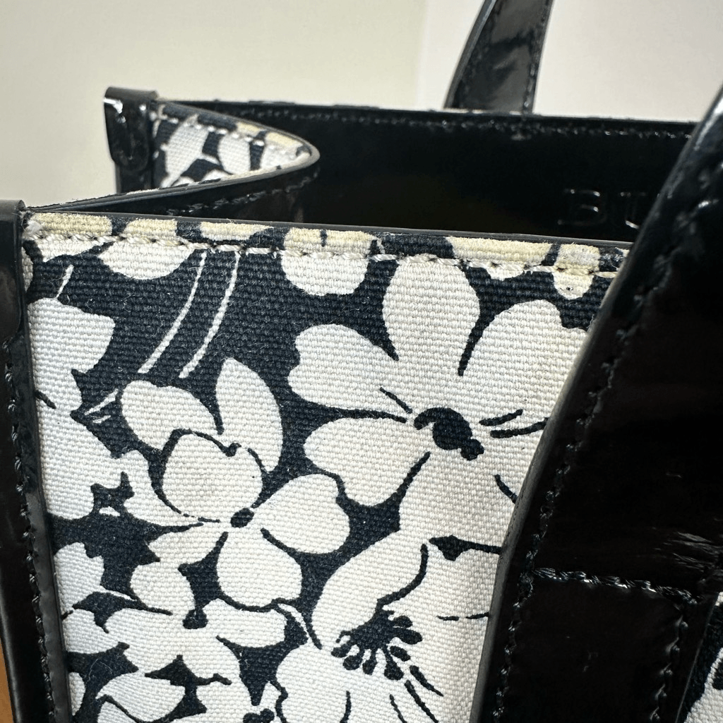 Burberry Vintage Floral Tote Bag Black White