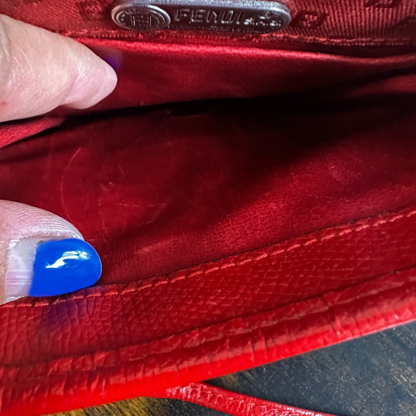 Fendi Red Monogram Logo Pattern Square Shoulder Bag Crossbody Purse Made In Ital