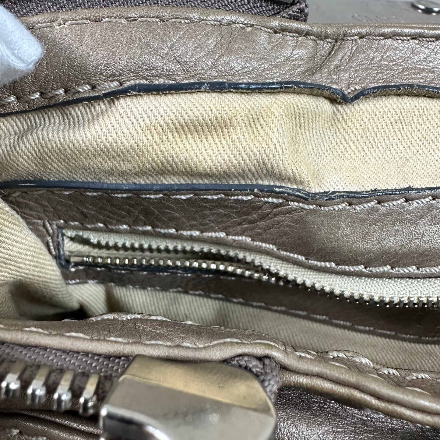 Authentic Chloe Paddington Mini Bag Beige Metallic Leather Vintage