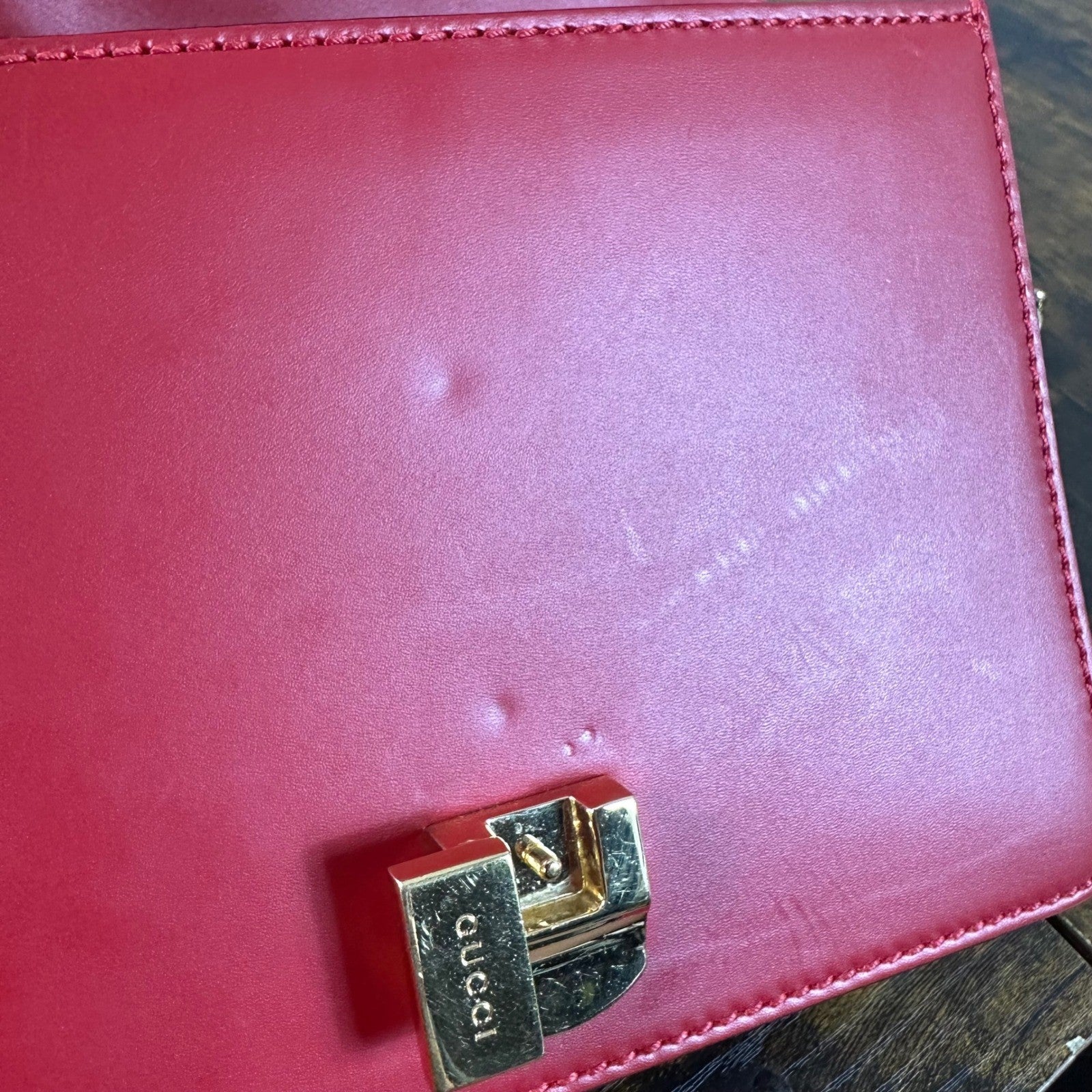 Gucci Sylvie Red Leather Chain Shoulder Bag Mini