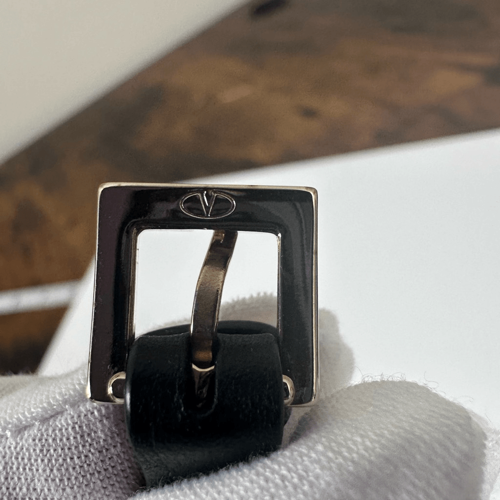 Valentino Garavani Rockstud Leather Bracelet Large Black Gold