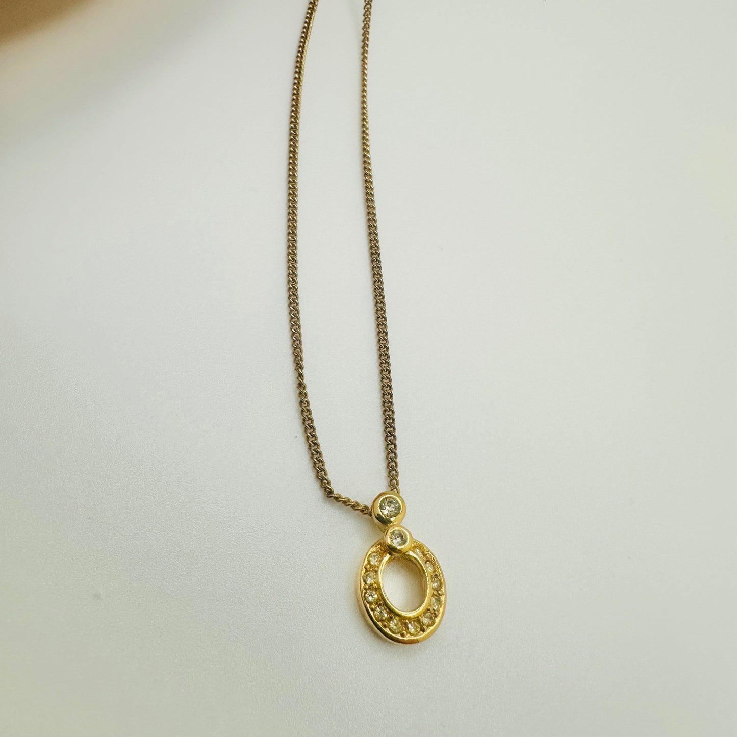 Christian Dior Gold Tone Crystal Pendant Necklace Designer Jewelry