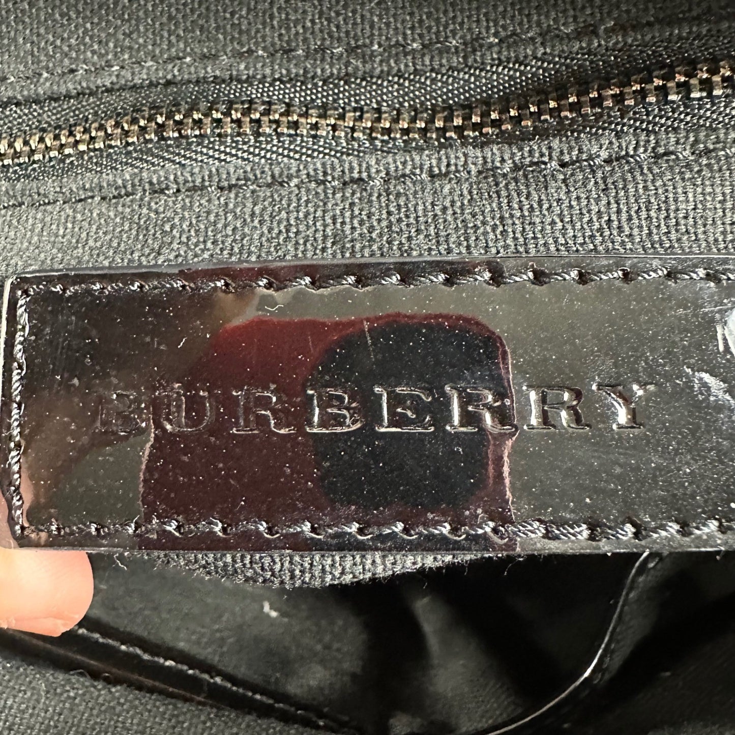 Burberry Black Patent Leather Satchel Handbag Shoulder Bag Made in Italy