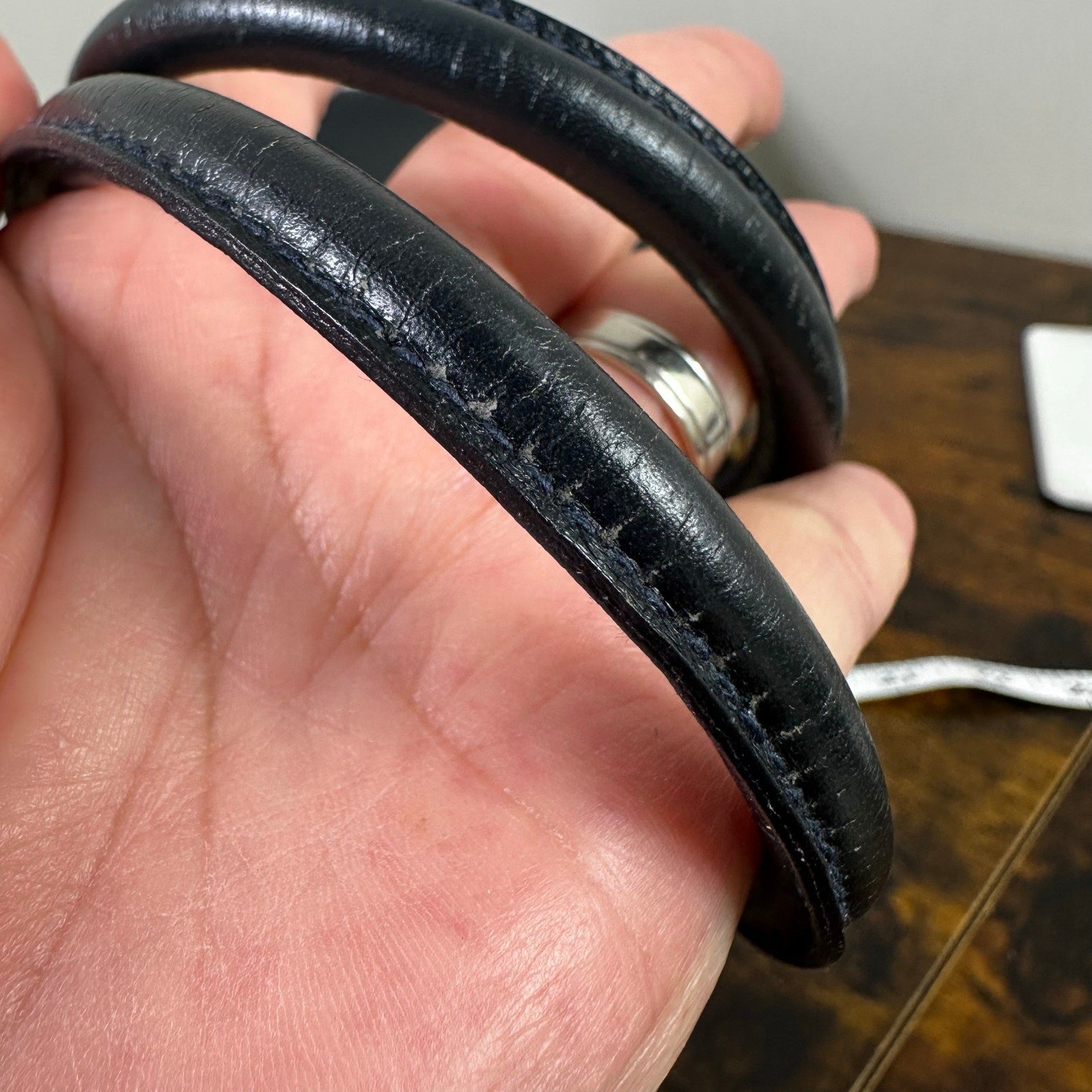 Salvatore Ferragamo Vara Vintage Shoulder Bag Navy Blue Leather