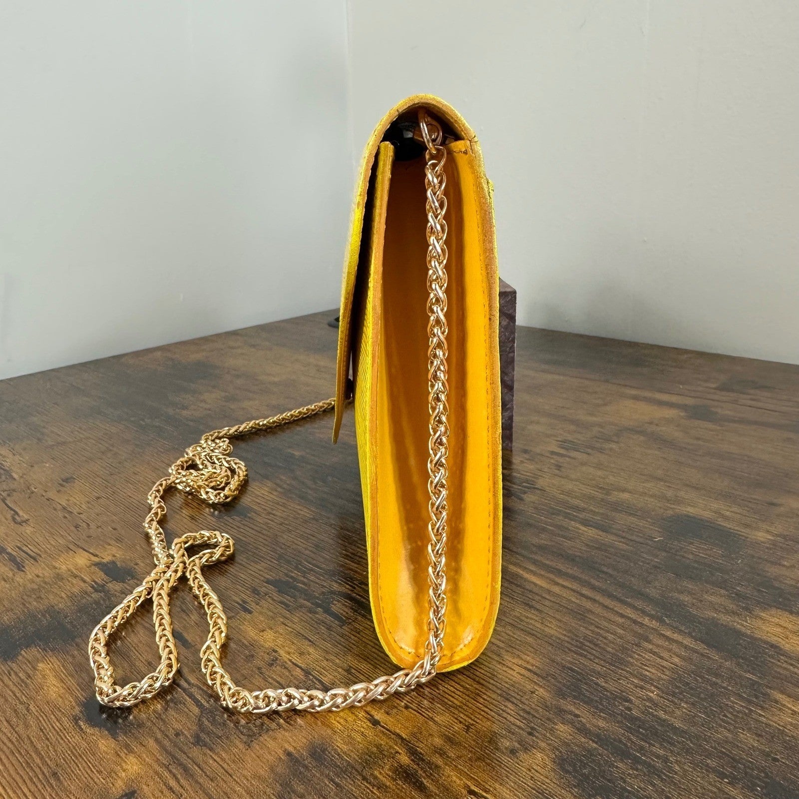 Louis Vuitton Epi Leather Art Deco Clutch Bag Yellow Vintage Authentic