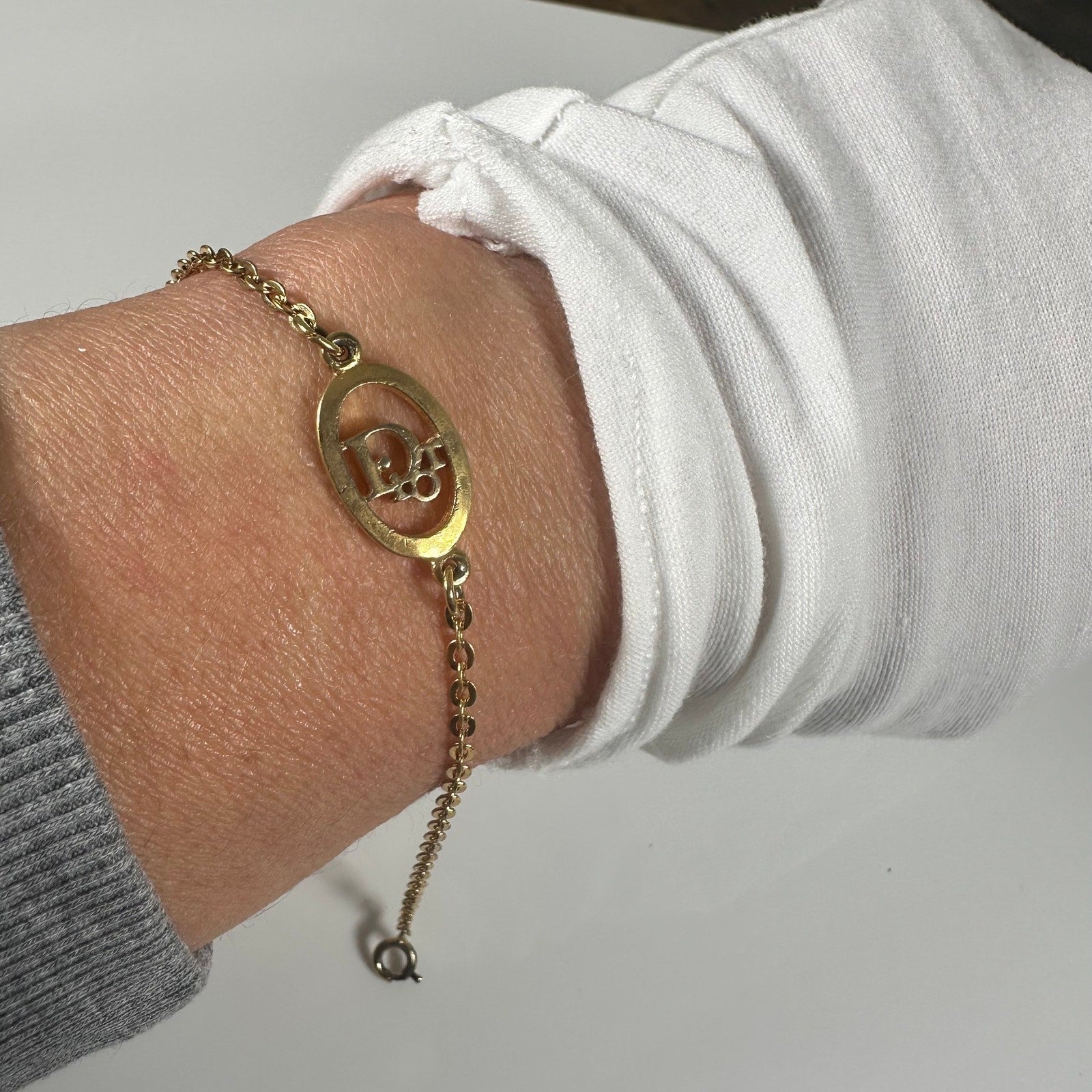 Christian Dior Trotter Logo Gold Tone Vintage Bracelet