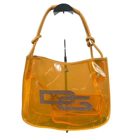 Dolce & Gabbana D&G Rhinestone Embellished Clear Orange Vinyl Tote Bag