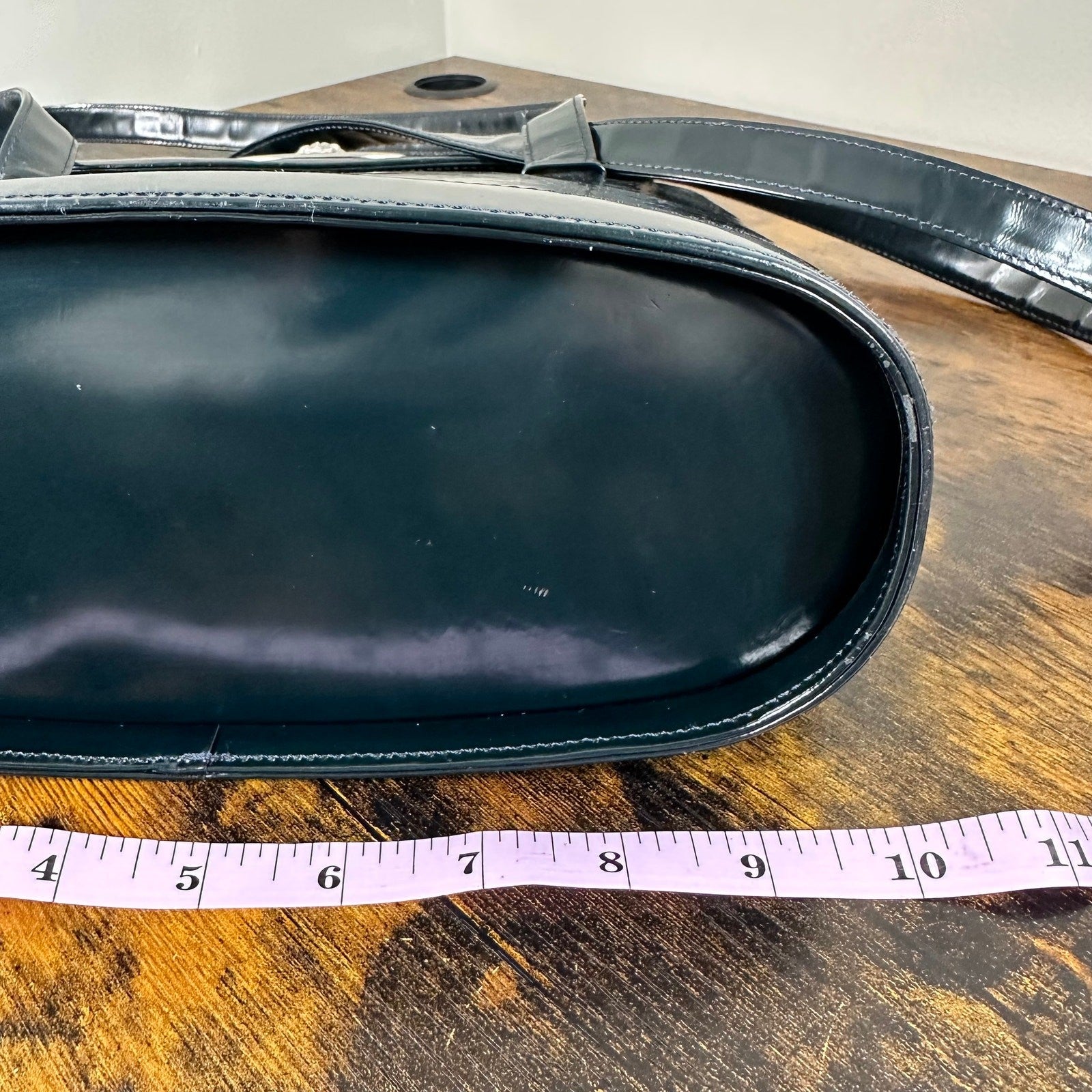 Gianni Versace Medusa Teal Patent Leather Shoulder Bag Vintage Authentic