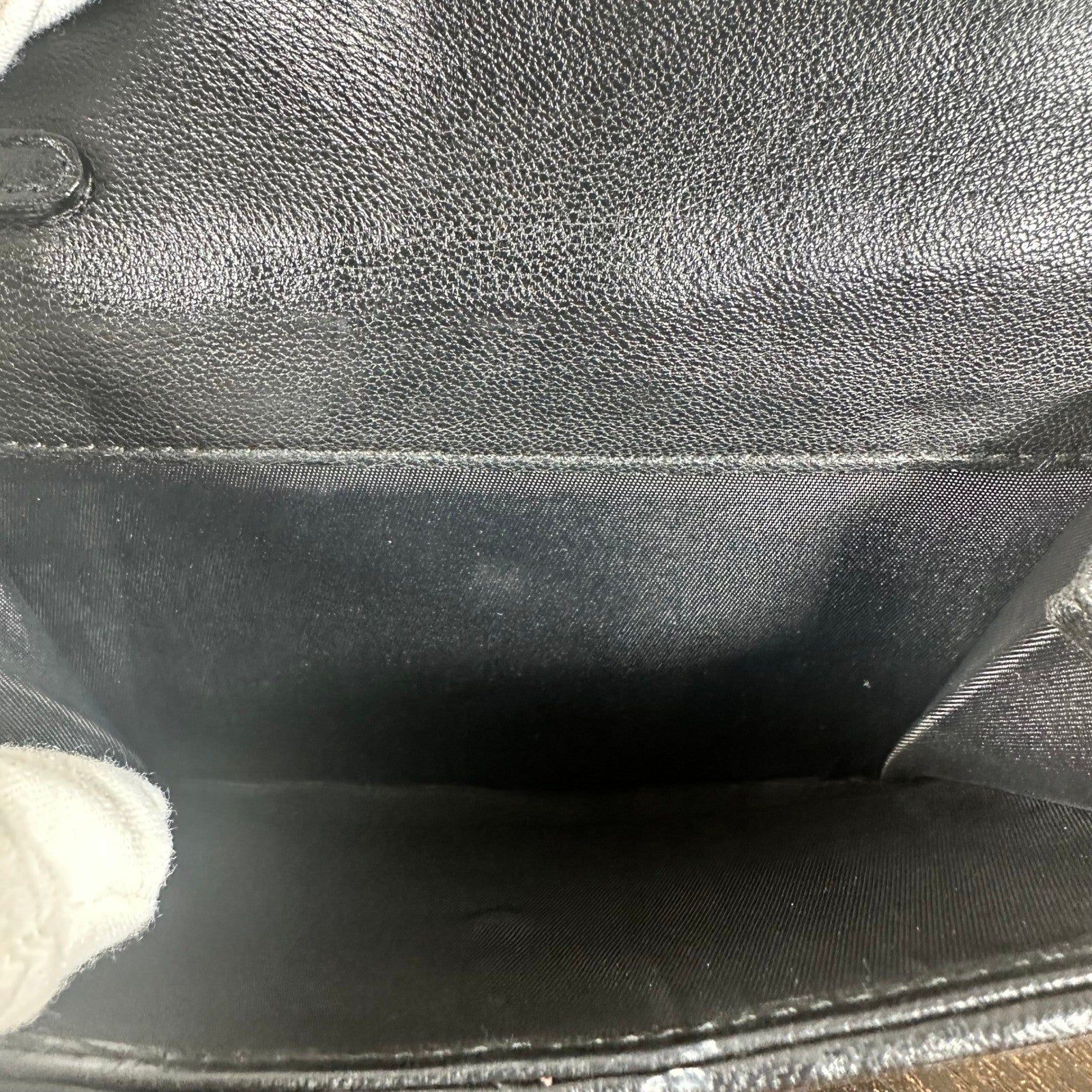 Christian Dior Black Woven Leather Wallet Wristlet Chain Strap Authentic Vintage