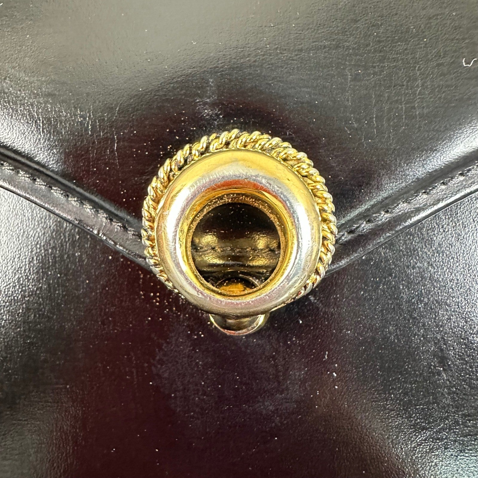 Vintage Gucci Black Leather Flap Chain Shoulder Handbag Evening Bag Authentic