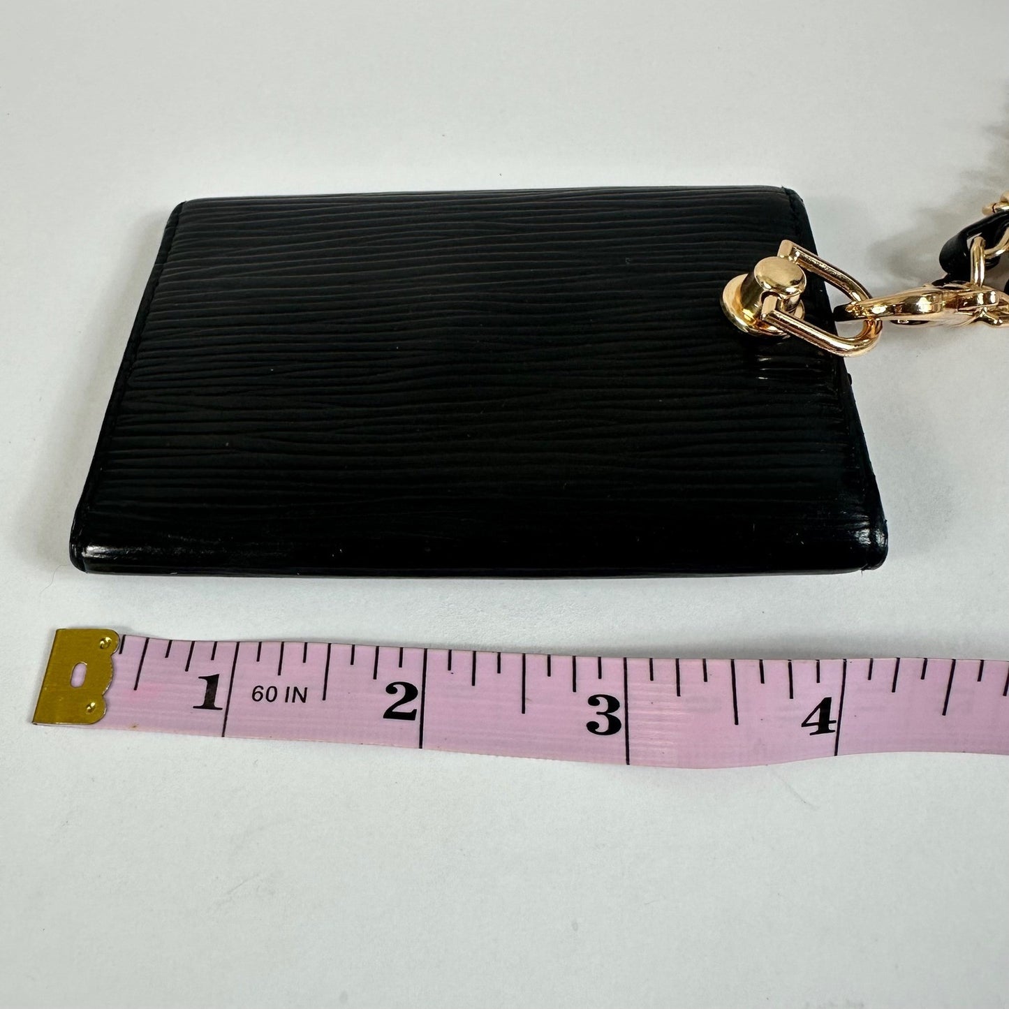 Louis Vuitton Epi Leather Key Holder Case Black Gold Chain Accent Vintage