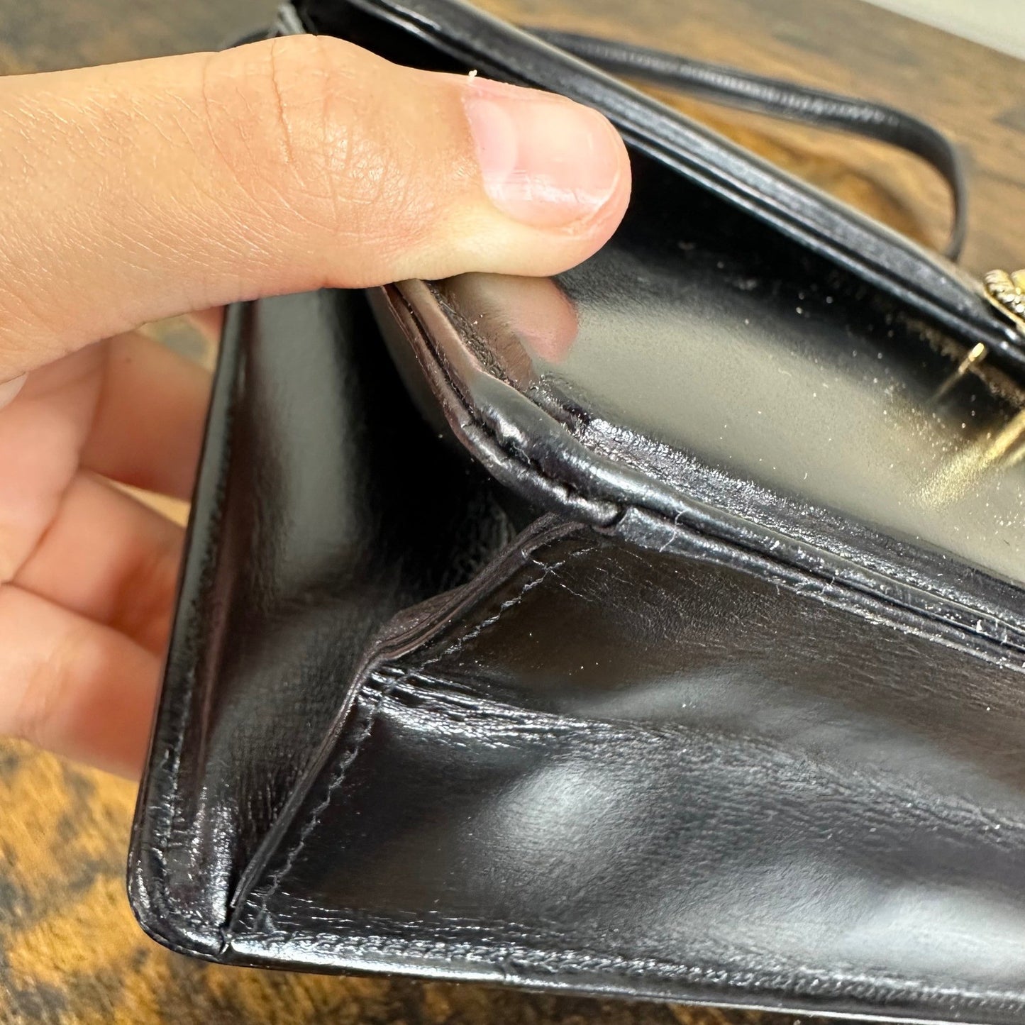 Vintage Gucci Black Leather Flap Chain Shoulder Handbag Evening Bag Authentic