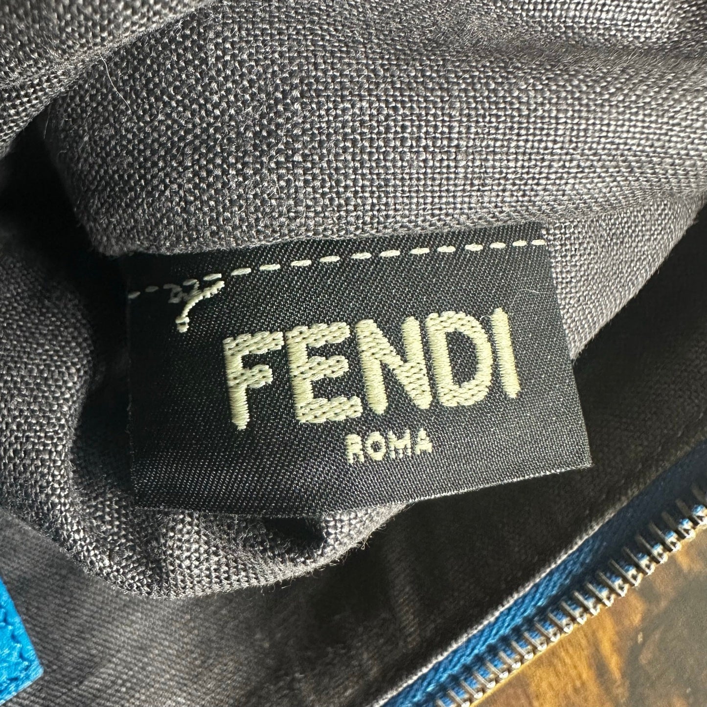 Fendi Selleria Blue Leather Clutch Bag