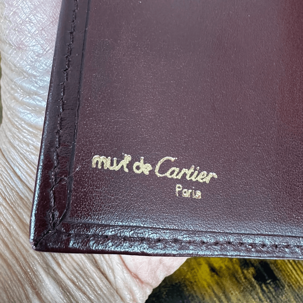 Cartier Vintage Bordeaux Leather Long Bifold Vertical Wallet