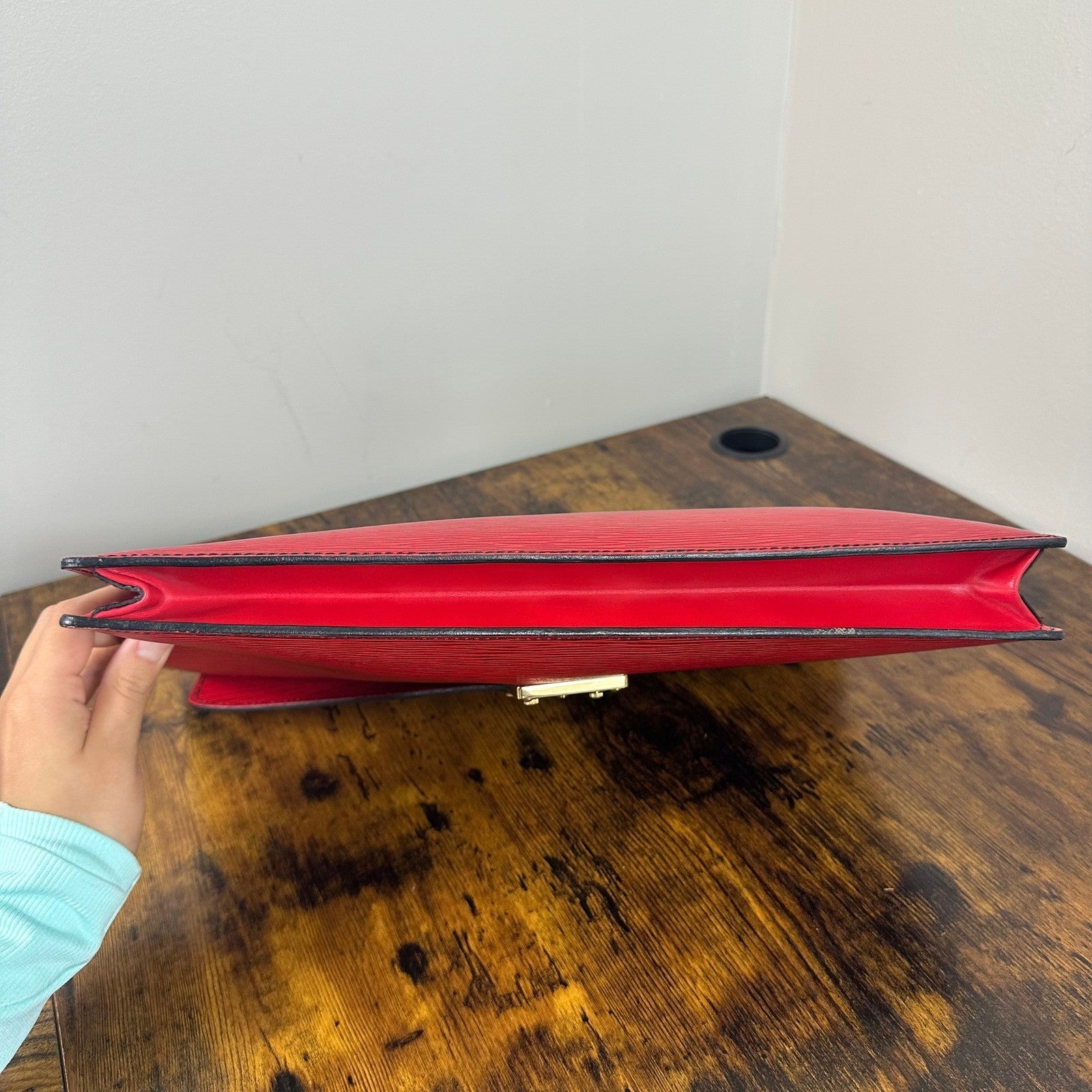 Louis Vuitton Epi Leather Porte Documents Clutch Case Red Authentic Vintage