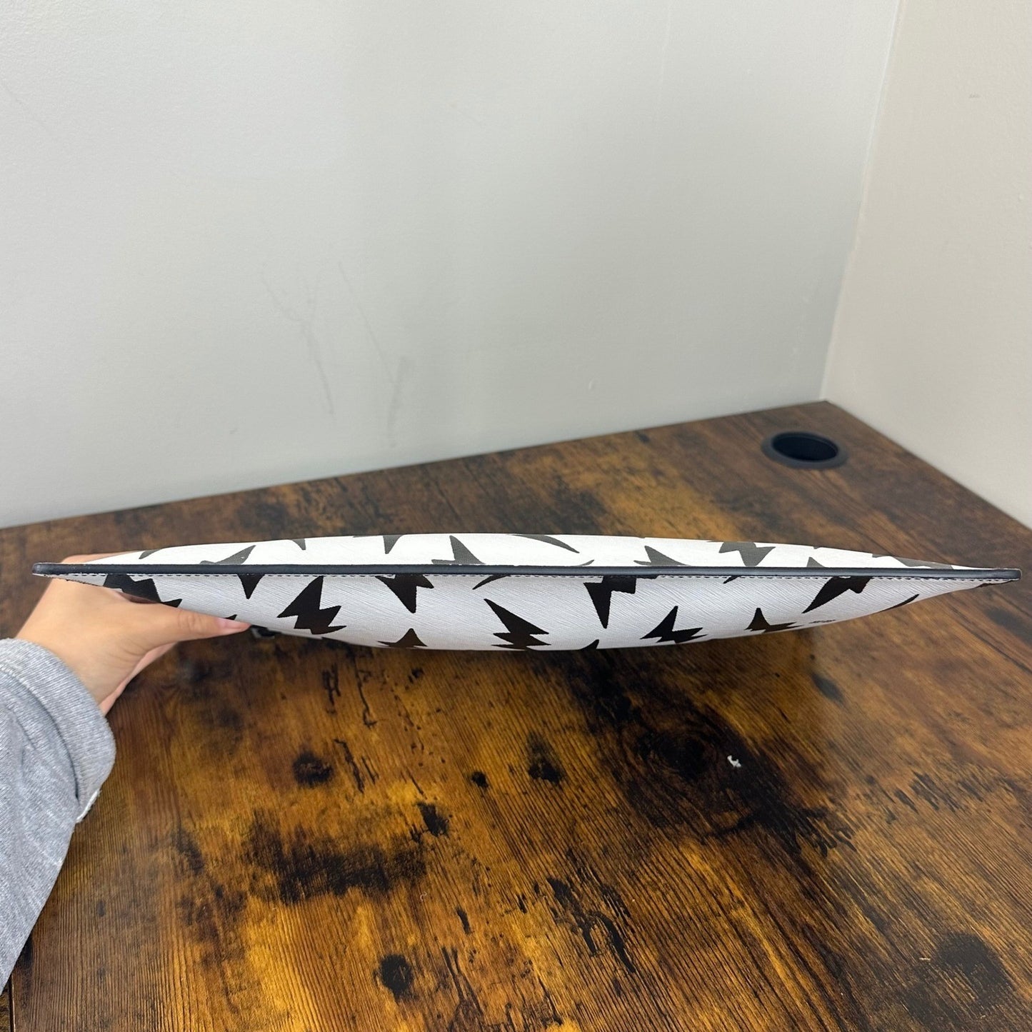 Givenchy Lightning Bolt Print Pouch Clutch Cosmetic Bag Black White