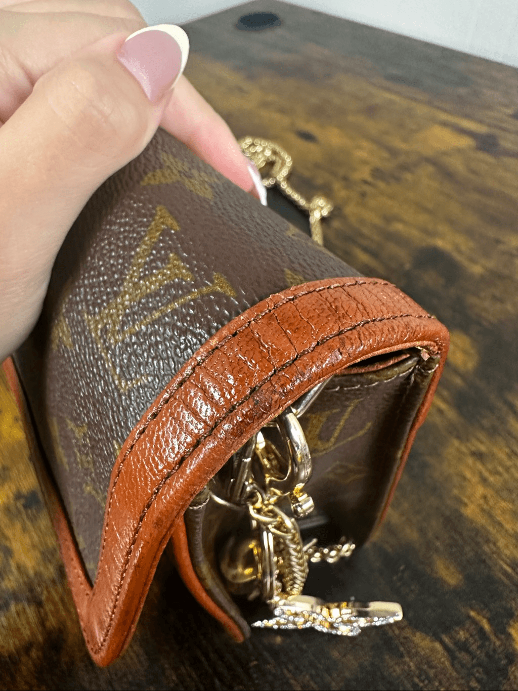 Louis Vuitton Vintage Bag Pochette Dame Clutch Brown Monogram