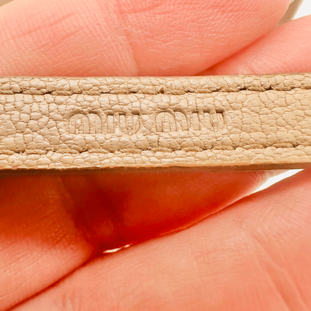 Miu Miu Heart Charm Pink Leather Bracelet With Box