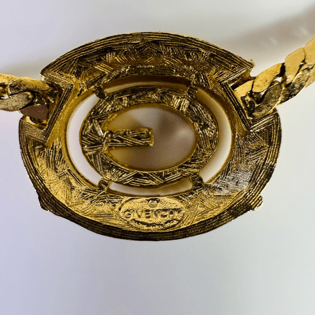 Givenchy Vintage G Logo Gold Tone Snake Chain Choker Necklace 13”