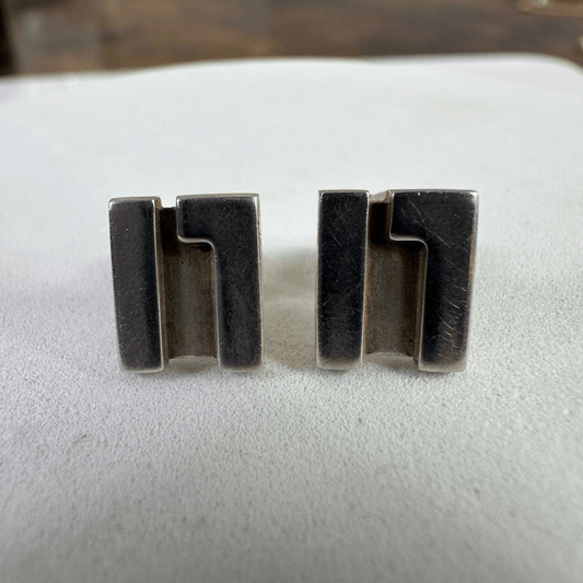 Gucci Vintage G Logo Sterling Silver Pierced Earrings