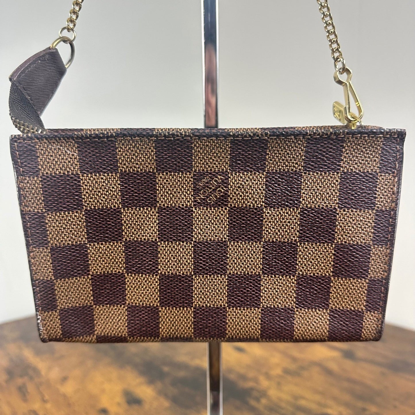 Louis Vuitton Damier Ebene Canvas Accessories Pochette Pouch Bag Mini