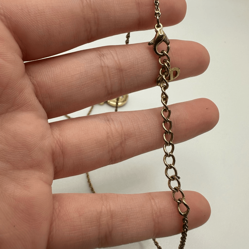 Christian Dior CD Logo Vintage Gold Tone Necklace