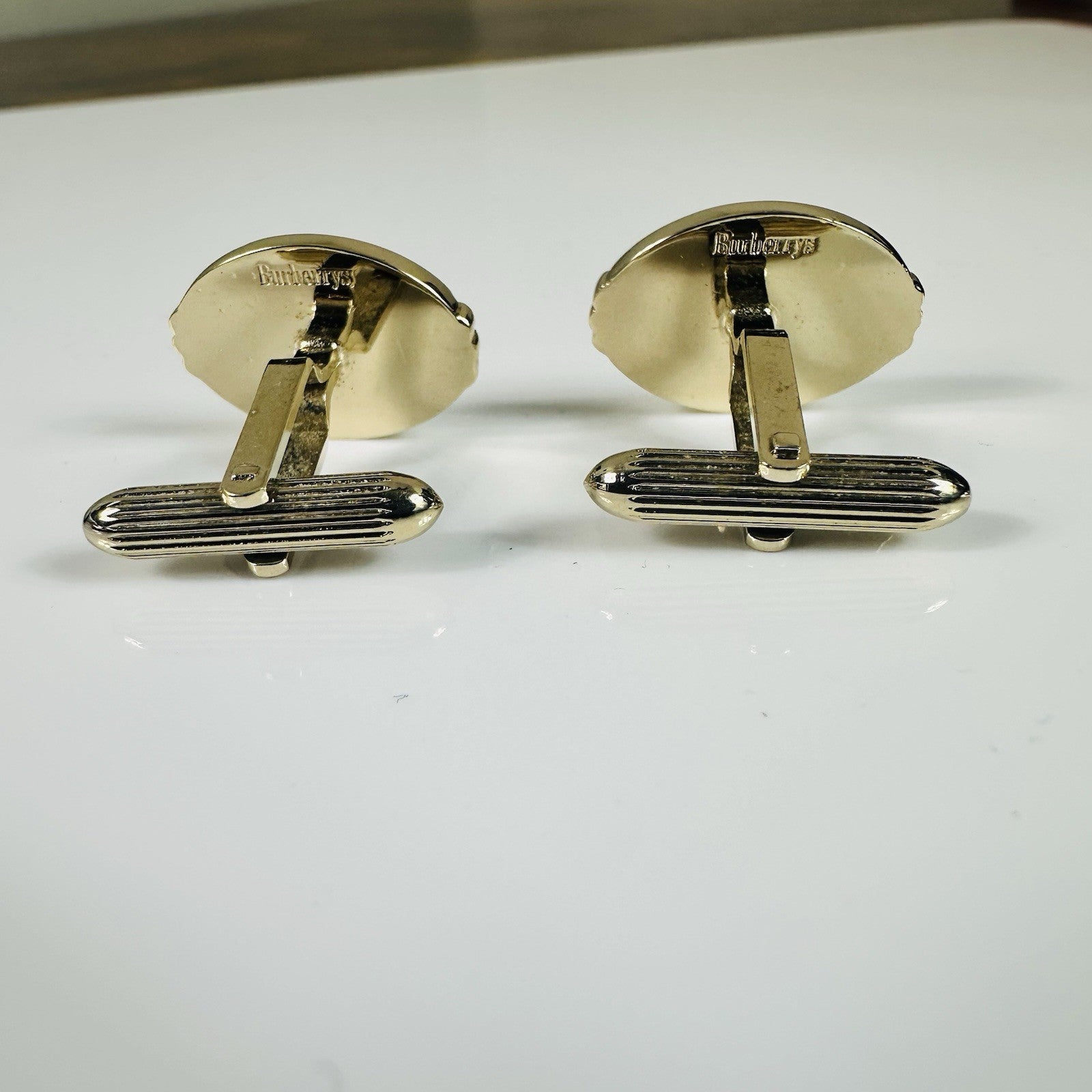Burberry Knight Vintage Two Tone Gold Silver Cufflinks Authentic 