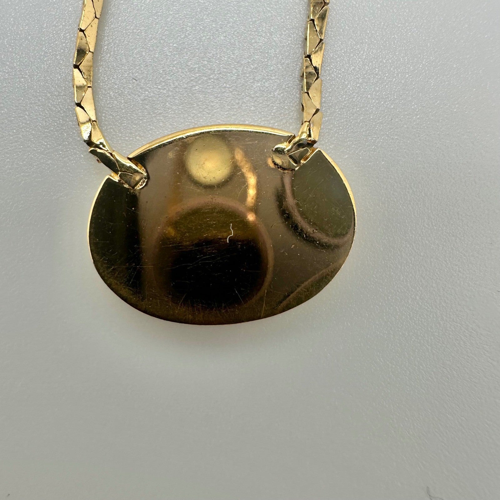 Christian Dior Necklace Gold Tone Rhinestone Logo Pendant Designer Jewelry