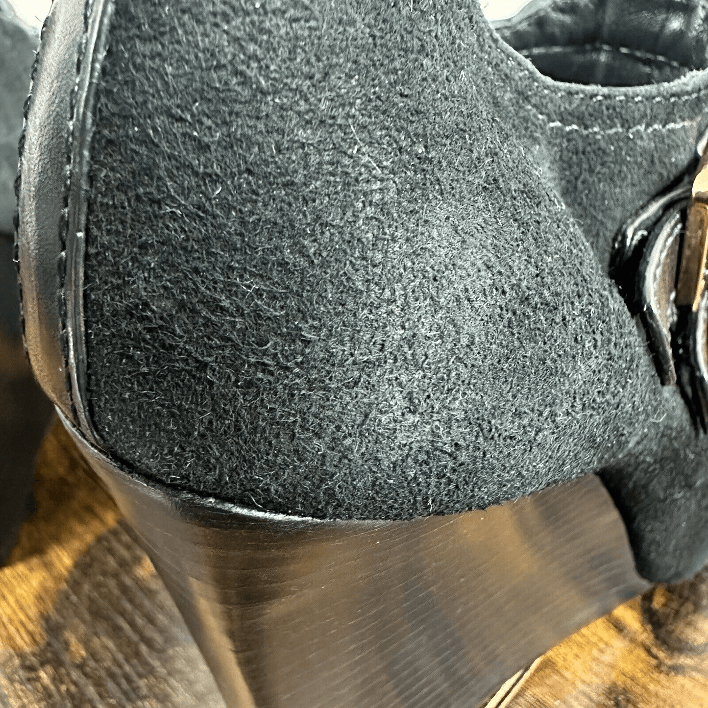 Tory Burch Gabrielle Buckle Suede Black Wedge Booties Size 6