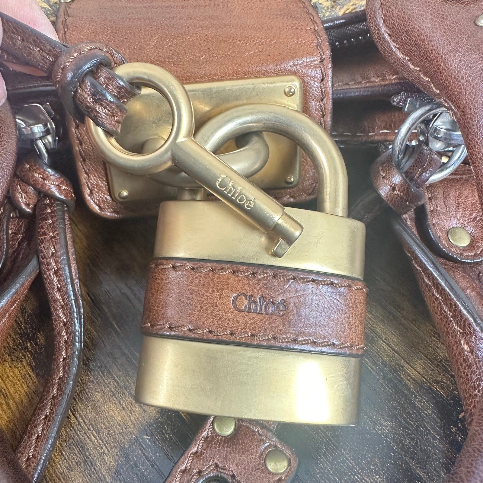 Vintage Chloe Paddington Leather & Tweed Satchel Bag Large 