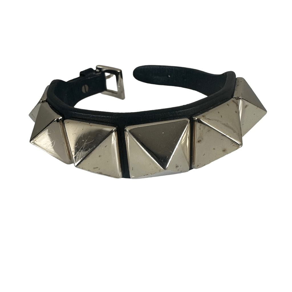 Valentino Garavani Rockstud Leather Bracelet Large Black Gold