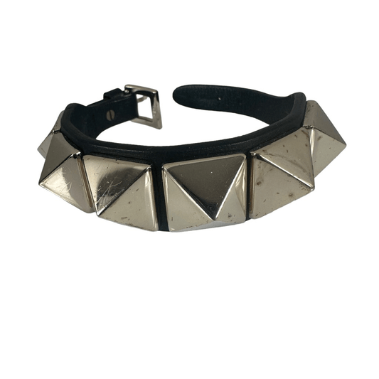 Valentino Garavani Rockstud Leather Bracelet Large Black Gold