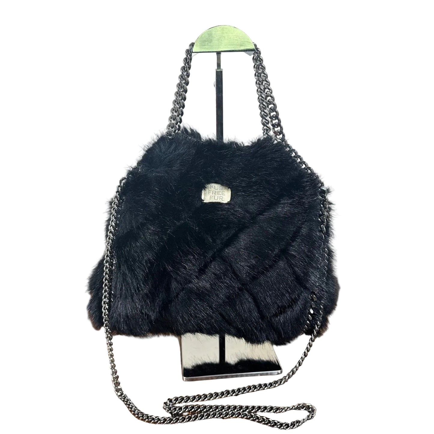 Stella McCartney Fur Free Fur Black Quilted Chain Shoulder Bag