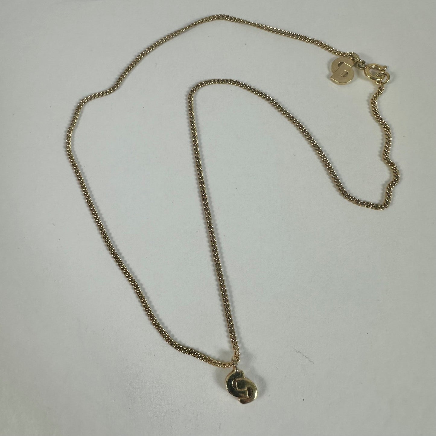 Vintage Christian Dior CD Logo Gold Chain Necklace Designer Jewelry