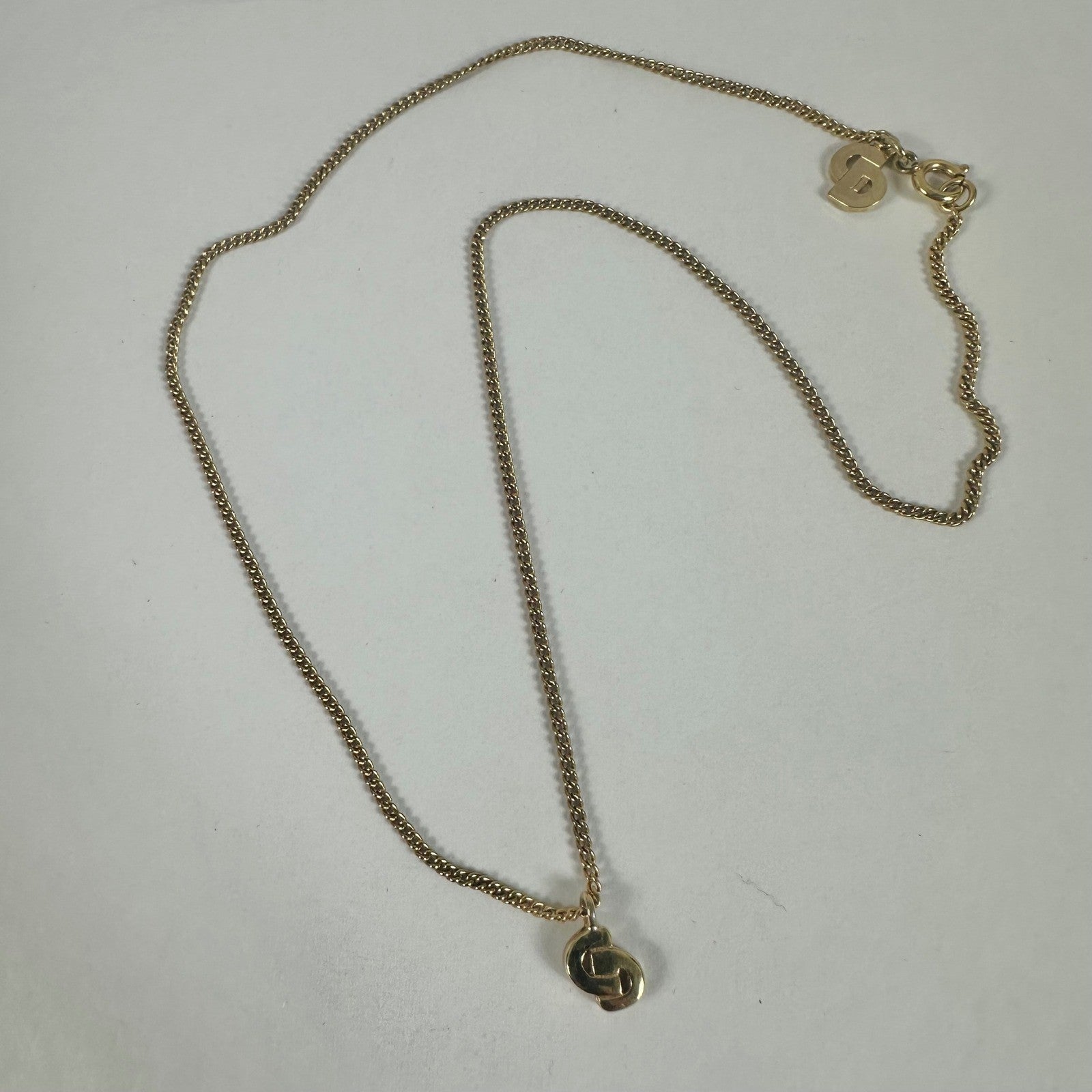 Vintage Christian Dior CD Logo Gold Chain Necklace Designer Jewelry