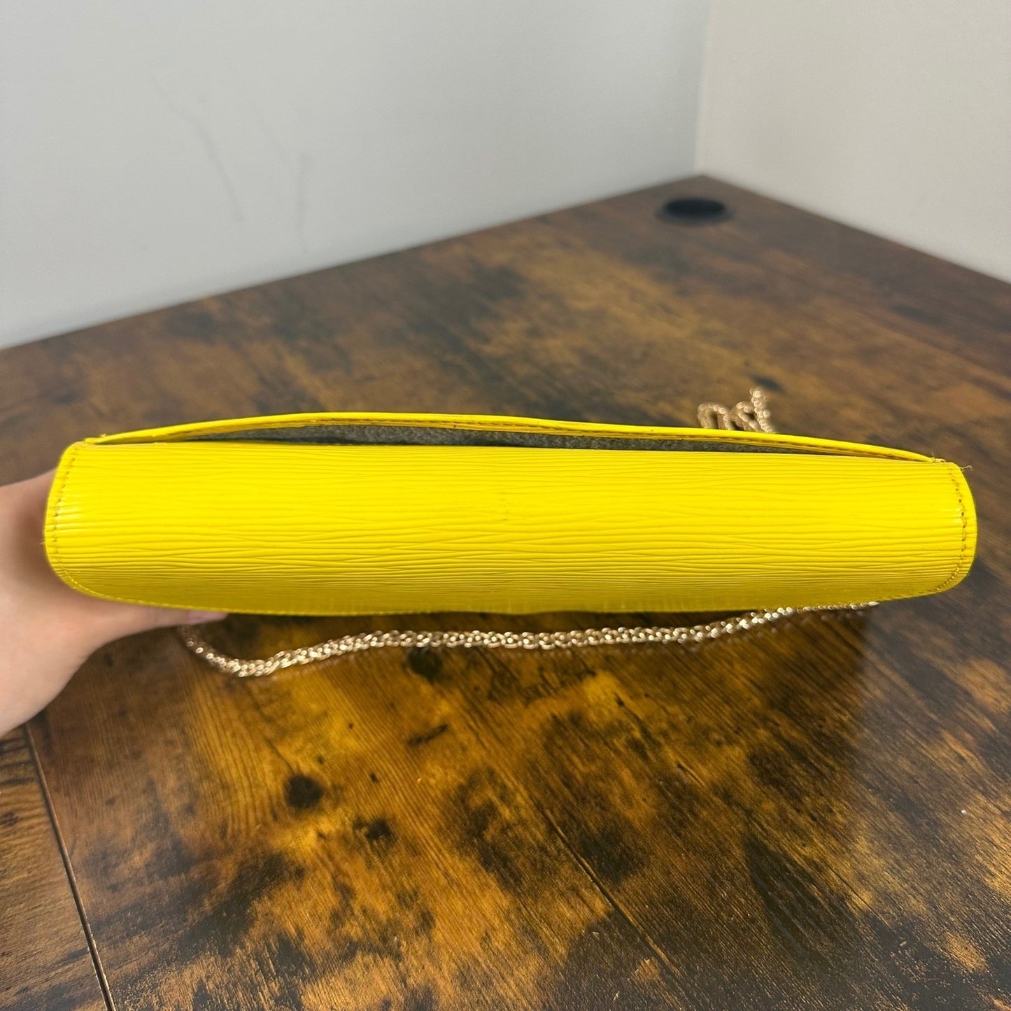 Louis Vuitton Epi Leather Art Deco Clutch Bag Yellow Vintage Authentic
