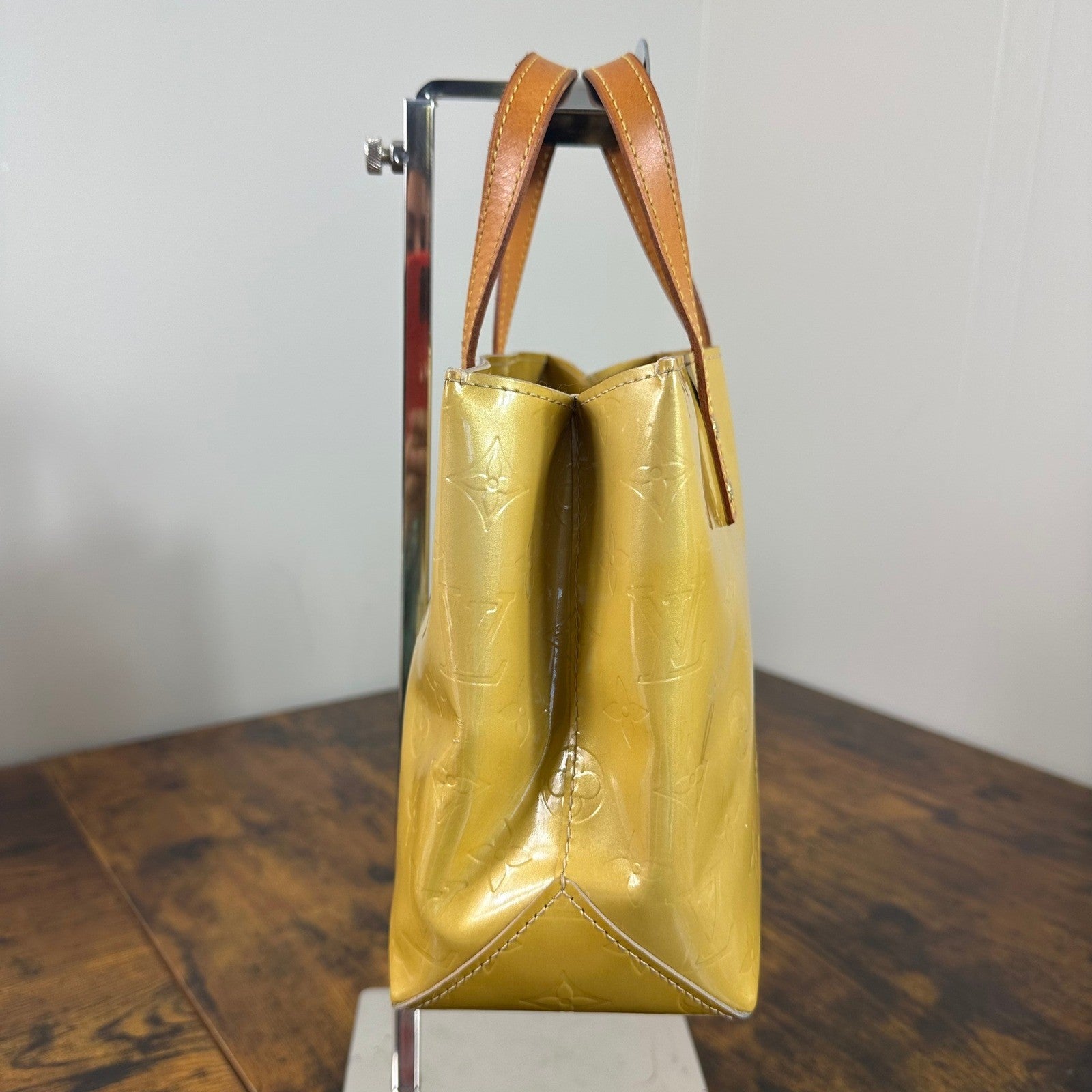 Louis Vuitton Monogram Vernis Reade PM Yellow Patent Leather Handbag Authentic