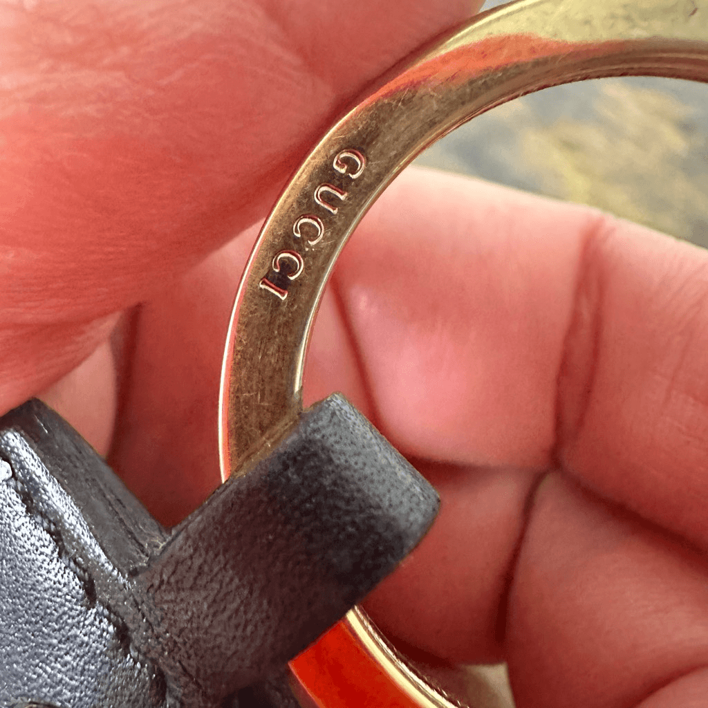 Gucci Tiger Metal Leather Key Ring Keychain Bag Charm