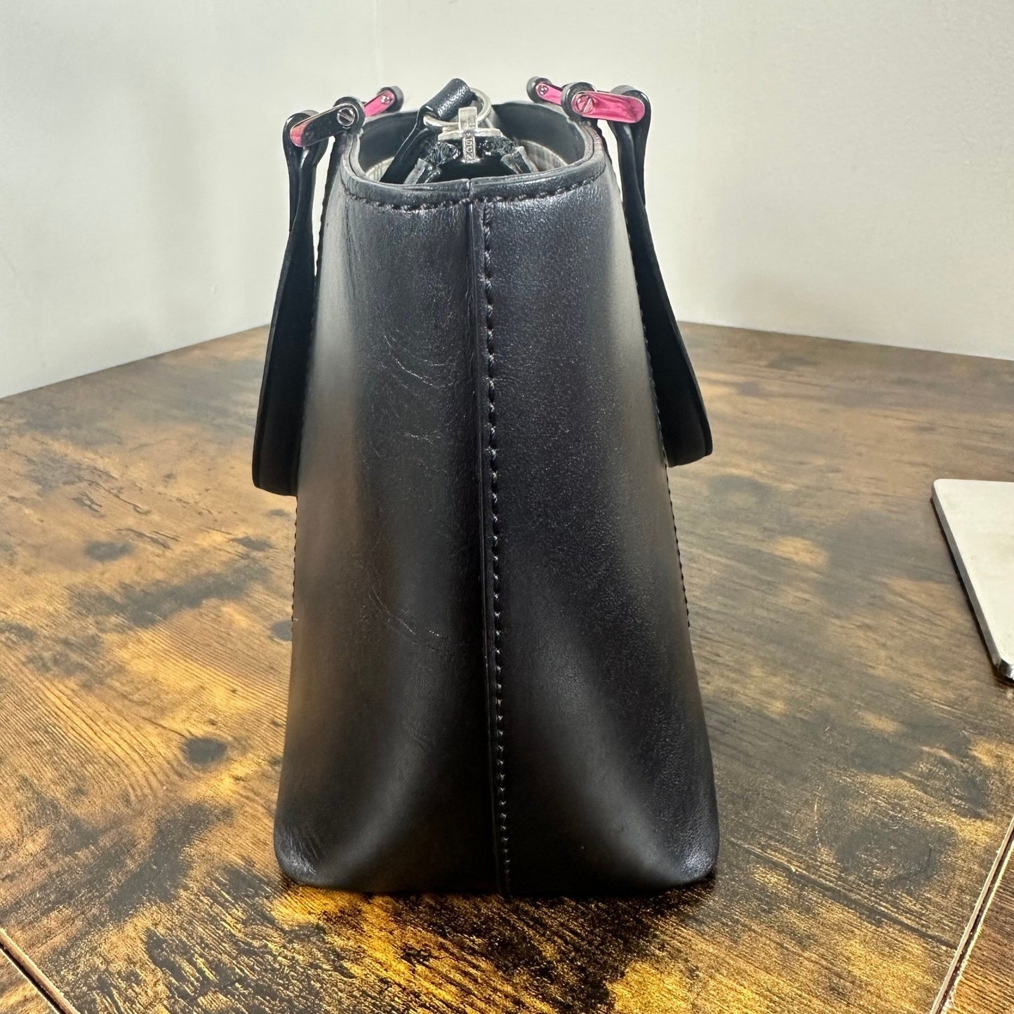 Burberry Black Leather Tote Bag Classic Nova Check Lining