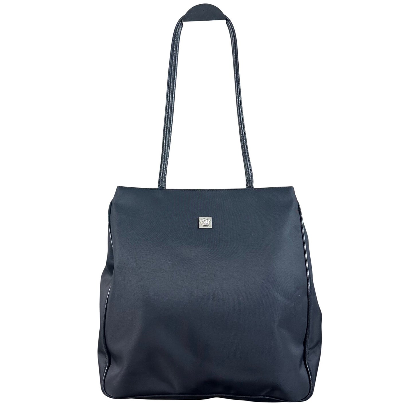 Gianni Versace Black Nylon Medusa Logo Tote Bag Made in Italy Authentic Vintage