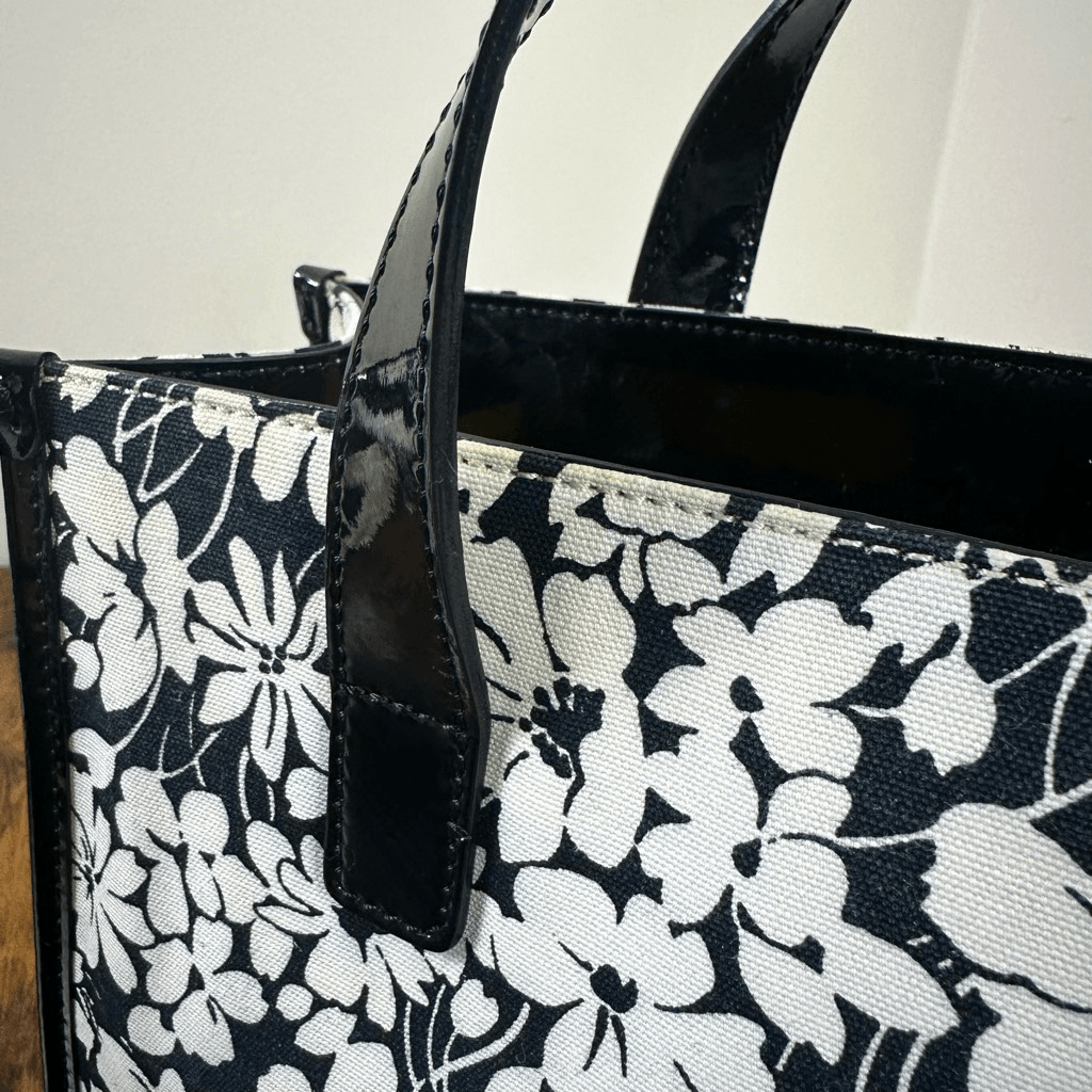 Burberry Vintage Floral Tote Bag Black White